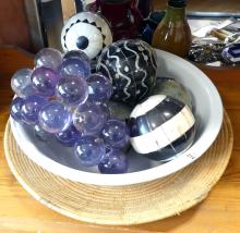 DECORATIVE BALLS, LUCITE GRAPES, ETC.