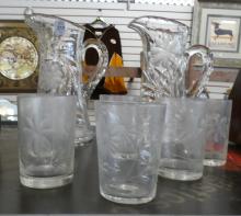 CRYSTAL WATER PITCHERS AND GLASS TUMBLERS