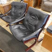 PAIR OF MCM LEATHER ARMCHAIRS