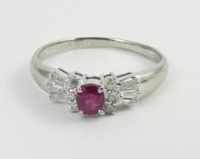 PLATINUM RUBY & DIAMOND RING