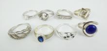 8 STERLING SILVER RINGS