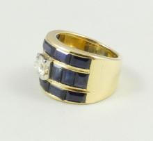 UNIQUE SAPPHIRE & DIAMOND RING