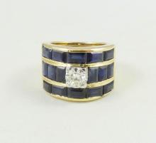 UNIQUE SAPPHIRE & DIAMOND RING