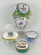 ENAMEL EGG, PORCELAIN BOXES