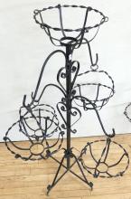 PAIR OF WROUGHT IRON "BASKET" PLANT STANDS