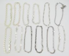 12 STERLING SILVER BRACELETS