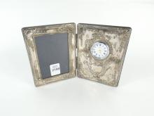 STERLING DESK CLOCK/PHOTO FRAME