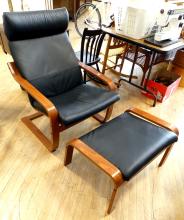 VINTAGE IKEA ARMCHAIR AND FOOTSTOOL