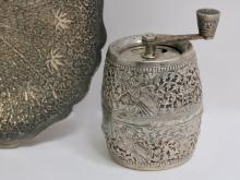 SIAM SILVER DISH AND PEPPER GRINDER