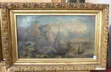 PAIR OF ANTIQUE NAUTICAL OIL PAINTINGS