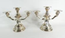 PAIR THREE-ARM CANDELABRA