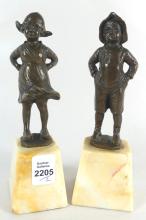 PAIR BRONZE CABINET FIGURES