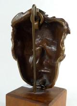 BRONZE FACE ON DISPLAY STAND