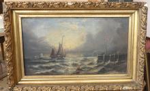 PAIR OF ANTIQUE NAUTICAL OIL PAINTINGS