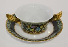 EIGHT VERSACE BOUILLON CUPS WITH SAUCERS