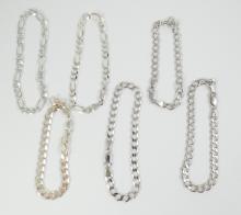 6 STERLING SILVER BRACELETS