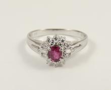 PLATINUM RUBY & DIAMOND RING