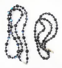 4 VINTAGE BLACK BEAD NECKLACES