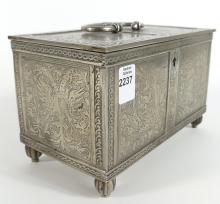 ANTIQUE CASKET-SHAPED BOX