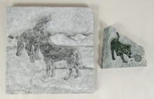 3 CARVED STONE PLAQUES