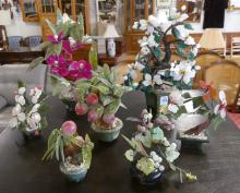 SEVEN CHINESE HARDSTONE PLANTS