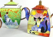 HAND-PAINTED ENAMEL TEAPOTS