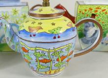 HAND-PAINTED ENAMEL TEAPOTS