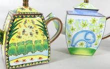 HAND-PAINTED ENAMEL TEAPOTS