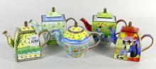 HAND-PAINTED ENAMEL TEAPOTS