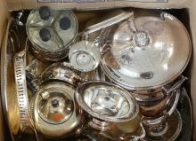 BOX LOT OF SILVERPLATE