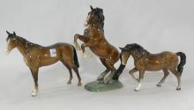 THREE BESWICK "HORSE" FIGURINES