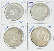 4 CANADIAN SILVER DOLLARS