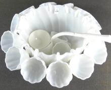 MILK GLASS PUNCH BOWL SET