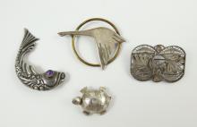 4 UNIQUE STERLING PINS