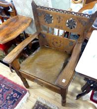 ARTS AND CRAFTS OAK ARMCHAIR