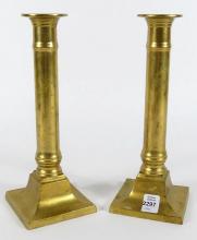 PAIR DANISH BRASS CANDLESTICKS