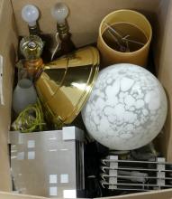 LARGE BOX OF VINTAGE LIGHTING