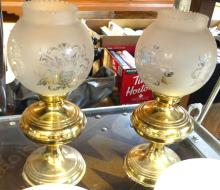 BALANCE SCALE & PAIR OF OIL LAMPS