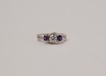 DIAMOND & AMETHYST RING