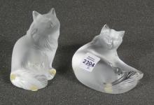 LALIQUE CRYSTAL CAT FIGURES