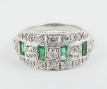 PLATINUM EMERALD & DIAMOND RING