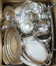 BOX LOT OF SILVER PLATE