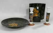 ROSENTHAL VASE, CHARGER AND CANDLESTICKS