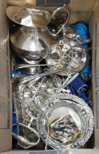 BOX LOT OF SILVERPLATE