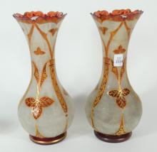 PAIR VICTORIAN GLASS VASES