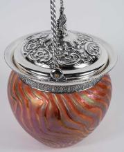 IRIDESCENT GLASS BISCUIT BARREL