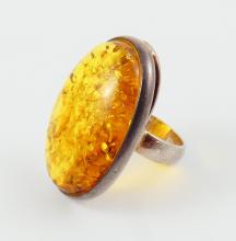 AMBER STERLING RING