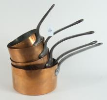 SET 5 COPPER SAUCEPANS
