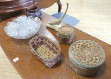 BASKETS, VASE, CARVING AND OPEN SALTS