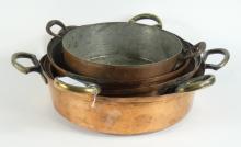 4 EARLY COPPER CIRCULAR PANS